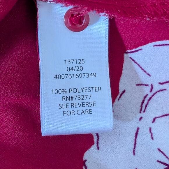 Candies Red Floral Button Up Collard Blouse With Rolled Sleeves XL - Picture 6 of 9